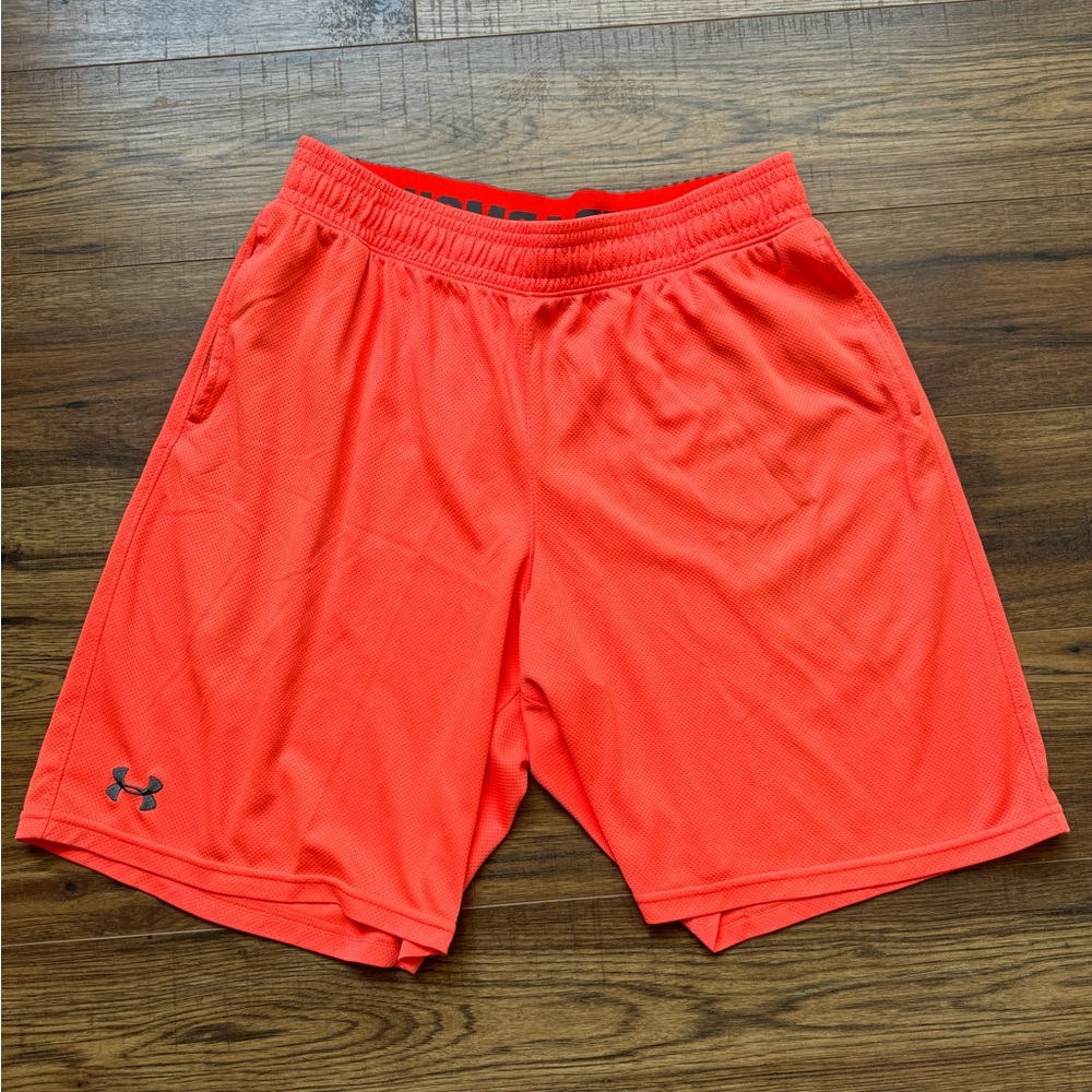 XL Under Armour Loose Athletic Neon Orange Shorts